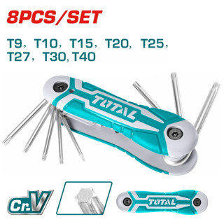 Total ตลับกุญแจหกเหลี่ยม หัวท๊อกซ์ 8 ตัวชุด ขนาด T9 - T40รุ่น THT106184 ( Torx Key Wrench )