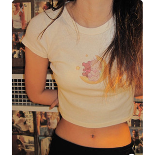 พรีออเดอร์ PREORDER Brandy Melville Ashlyn Cherub Moon Crop Top Baby Tee