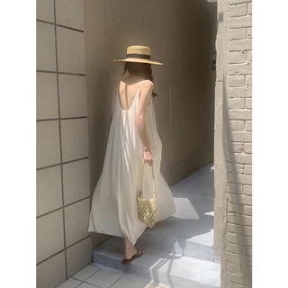 Cicishop(3093)เดรสยาวสายเดี่ยวเว้าหลังนิดๆ ผ้าทิ้งตัวใส่สบายมาก