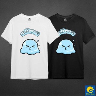 เสื้อยืดเกมเมอร์ แขนสั้น คอกลม ลาย Blue Slime ผ้า Cotton 100% เกรดพรีเมี่ยม แบรนด์ Glisten Game