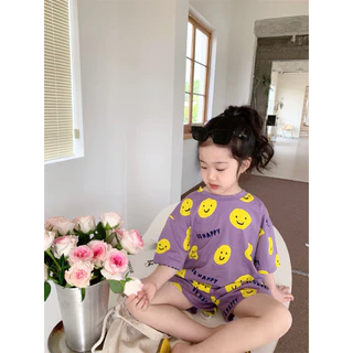 Beryl kids สไตล์เกาหลีหน้ายิ้มแขนสั้นลำลองชุดสูท