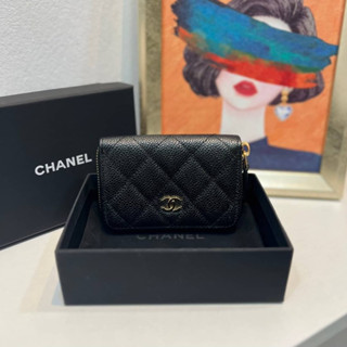 กระเป๋า CHANEL CARD MINI WALLET  CAVEAR งานออริ1:1 หนังแท้ 💛