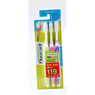 แปรงสีฟัน ฟลูโอคารีล โปรสลิม สุดคุ้ม แพ็ค 3 ด้าม คละสี Pro slim Fluocaril tooth brush