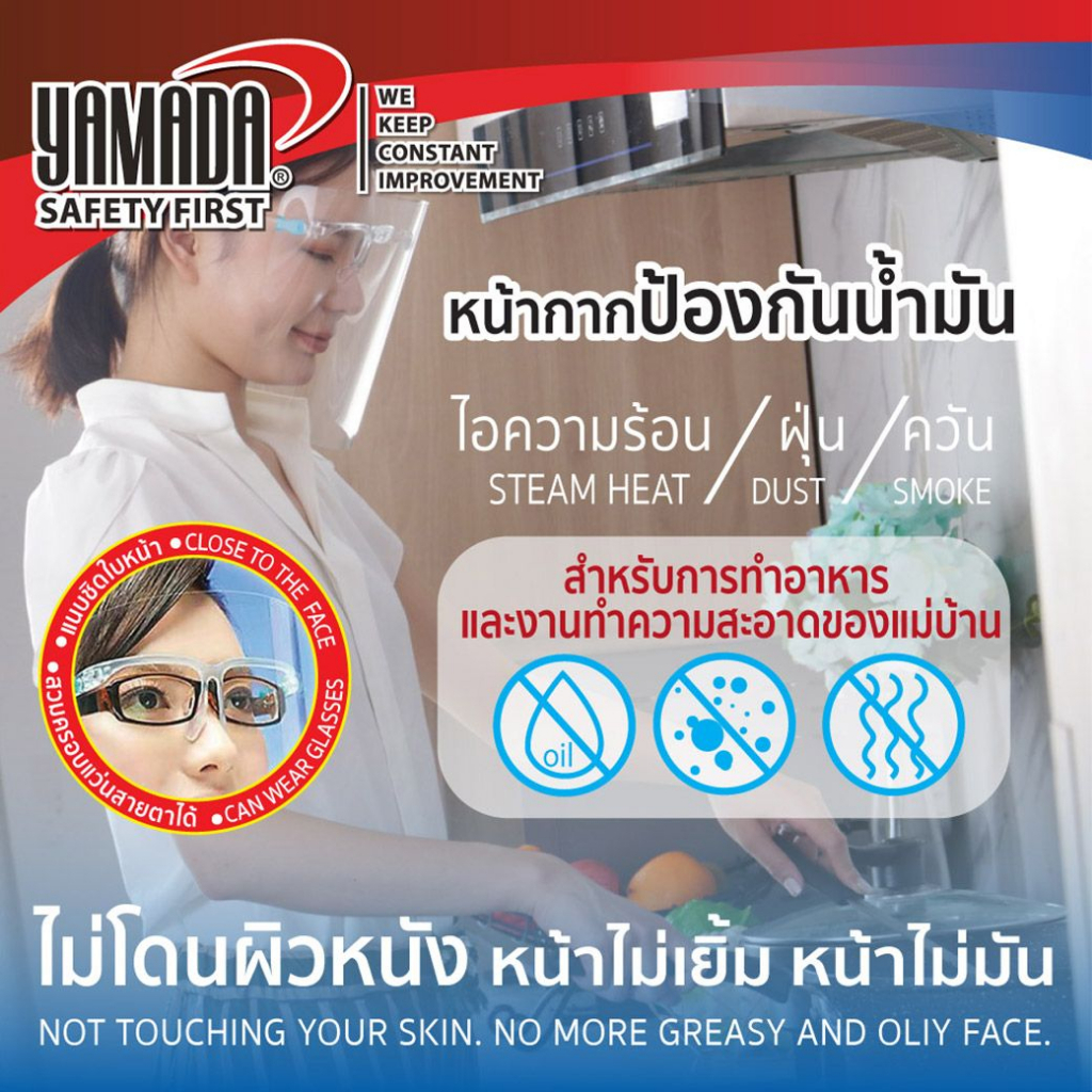 หน้ากากป้องกันน้ำมัน หน้ากากใส เฟสชิว หน้ากากทำอาหาร ***สามารถถอดล้างได้พร้อมส่ง***