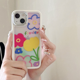 💖New 💖iPhone 14 13 12 11 Pro Max เคส for เคสไอโฟน11 บางเบาพกพาง่าย การ์ตูน ดอกไม้ โปร่งใส ซิลิก้าเจล  กันกระแทก Case