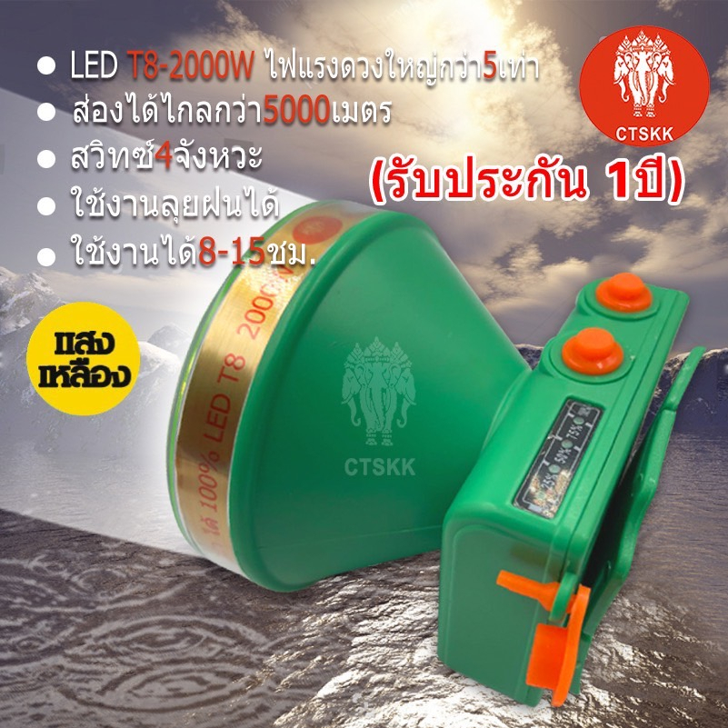 [ รับประกัน1ปี ศูนย์ไทย ] TS-1688-5 ไฟฉายคาดหัว2000W รุ่นดำน้ำได้  ส่องไกล5000เมตร แบตอึด30ชม สวิทซ์4จังหวะ พร้อมส่ง - รูปที่ 4