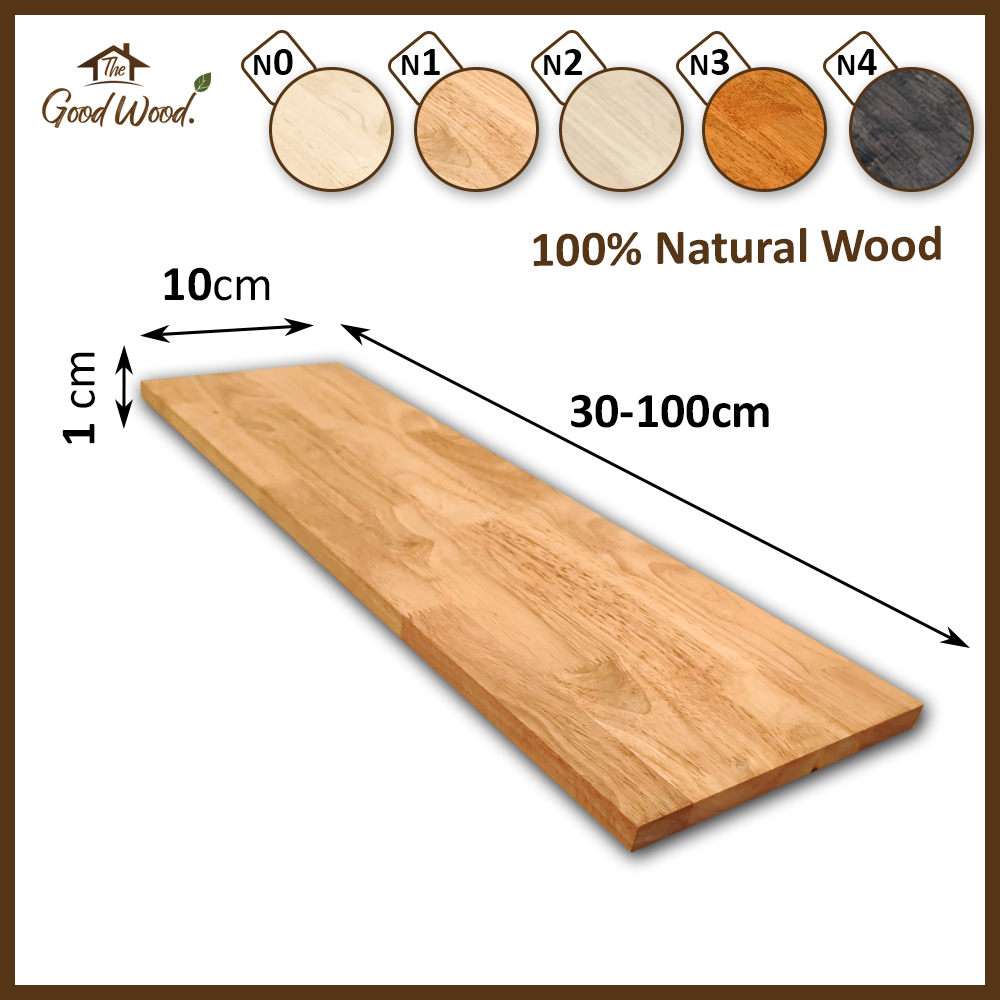 (จัดส่ง1-2วัน) ชั้นวางของ ไม้พารา 10mm.กว้าง 10cm x ยาว 30-100cm. ACฟันปลา งานDIY  วางหนังสือ