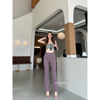 Acasey กางเกงขายาวผู้หญิง ขาม้า ซิปข้าง ผ้าโรเชฟ ทรงใหม่ ไซส์ S - XL รุ่นม้ากระเป๋ากลาง