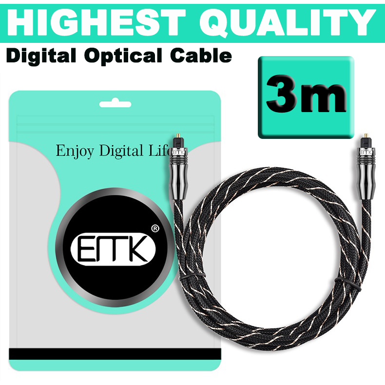 3m สายสัญญาณออฟติคอล EMK คุณภาพสูง Optical Audio / TOSLINK / Digital Optical Cable สำหรับ ทีวี เครื่