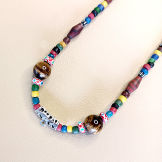 ช้างกระบี่ เส้นที่149 สร้อยคอหินลูกปัดโบราณ สำหรับห้อยพระ1อง…