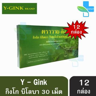 Y-Gink Ginkgo Biloba วาย กิง กิงโก บิโลบา ใบแป๊ะก๊วยสกัด 30 เม็ด [12 กล่อง] เสริมสร้างความจำ บำรุงสมอง ช่วยในเรื่องของคว