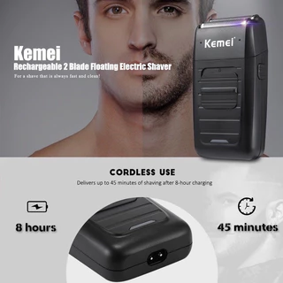 Kemei KM-1102 เครึองโกนหนวดแบบชาร์จไร้สายสำรับผุ้ชายมีดโกนหนวด2in1สำรับหนวดยาวสัน ฟรีถุงพกพา V353