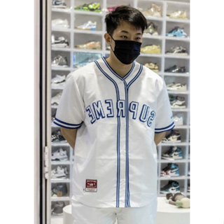 เสื้อ Baseball Shirt เสื้อเบสบอล เสื้อแฟชั่นกีฬา เสื้อแนวสตรีท /แขนสั้น สีขาว #BB0012 โอเวอร์ไซส์ S-XL