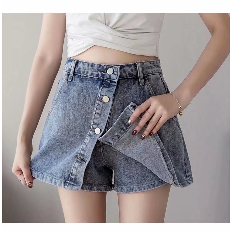 503 กระโปรงกางเกงยีนส์สั้น เอวสูง ไซร้S-3XL  สไตล์เกาหลี ขนาดใหญ่ - รูปที่ 5