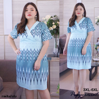 เดรสสาวอวบ พิมพ์ลายไทย งานป้าย พรีเมียม นำเข้า Size3XL-6XL (438)