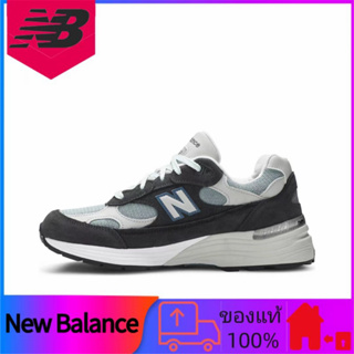 ของแท้ 100% KITH x New Balance NB 992 Steel Blue การดูดซับแรงกระแทกต่ำด้านบนรองเท้าวิ่งระบายอากาศ unisex สีฟ้าอ่อนสีดำ