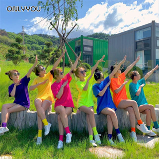 ONLY&amp;YOU เสื้อยืดนีออน เสื้อสียืดสีพื้น นีออน หลากสีสะท้อนแสง แขนสั้น ใส่ได้ทั้งชายและหญิง T-Shirts