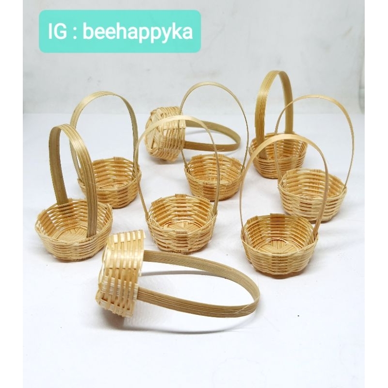 ตะกร้าสานจิ๋วใส่ของจิ๋วน่ารักงานแฮนเมดตกแต่งของขวัญของสะสมบ้านตุ๊กตา