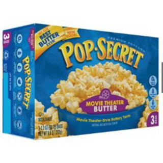 POP-SECRET Microwave Popcorn Movie Flavor 270G (90G X 3) POP-SECRET ไมโครเวฟป๊อปคอร์น รสมูฟวี่ 270G (90G X 3)