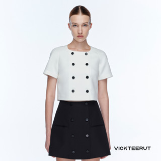 VICKTEERUT Re-Edition Double Breasted Short Sleeve Blouse เสื้อแขนสั้น กระดุมสองแถว