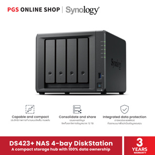 Synology DS423+ NAS 4-bay DiskStation, Intel Celeron J4125, 2GB non-ECC DDR4, 2 x M.2 NVMe SSD, 2x1GbE Base T