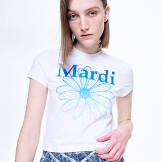 MARDI MERCREDI CROPPED TSHIRT FLOWERMARDI GRADATION_WHITE BLUE direct shipiing from korea