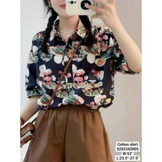 japanese styled cotton print short sleeves shirt เชิ้ตพิมพ์ลายผ้าคอตตอนขาสั้นงานญี่ปุ่น  W:53” L:23.5”-27.5”