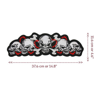 อาร์มปัก แผ่นรีดติดเสื้อ หัวกะโหลก ตัวรีดติดเสื้อ ขนาดใหญ่ สไตล์ Biker Embroidered Iron on Patch