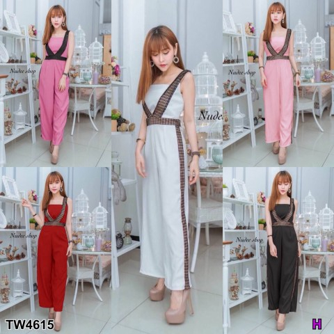 CS4615 จั้มสูทแต่งตาข่าย jumpsuit with mesh