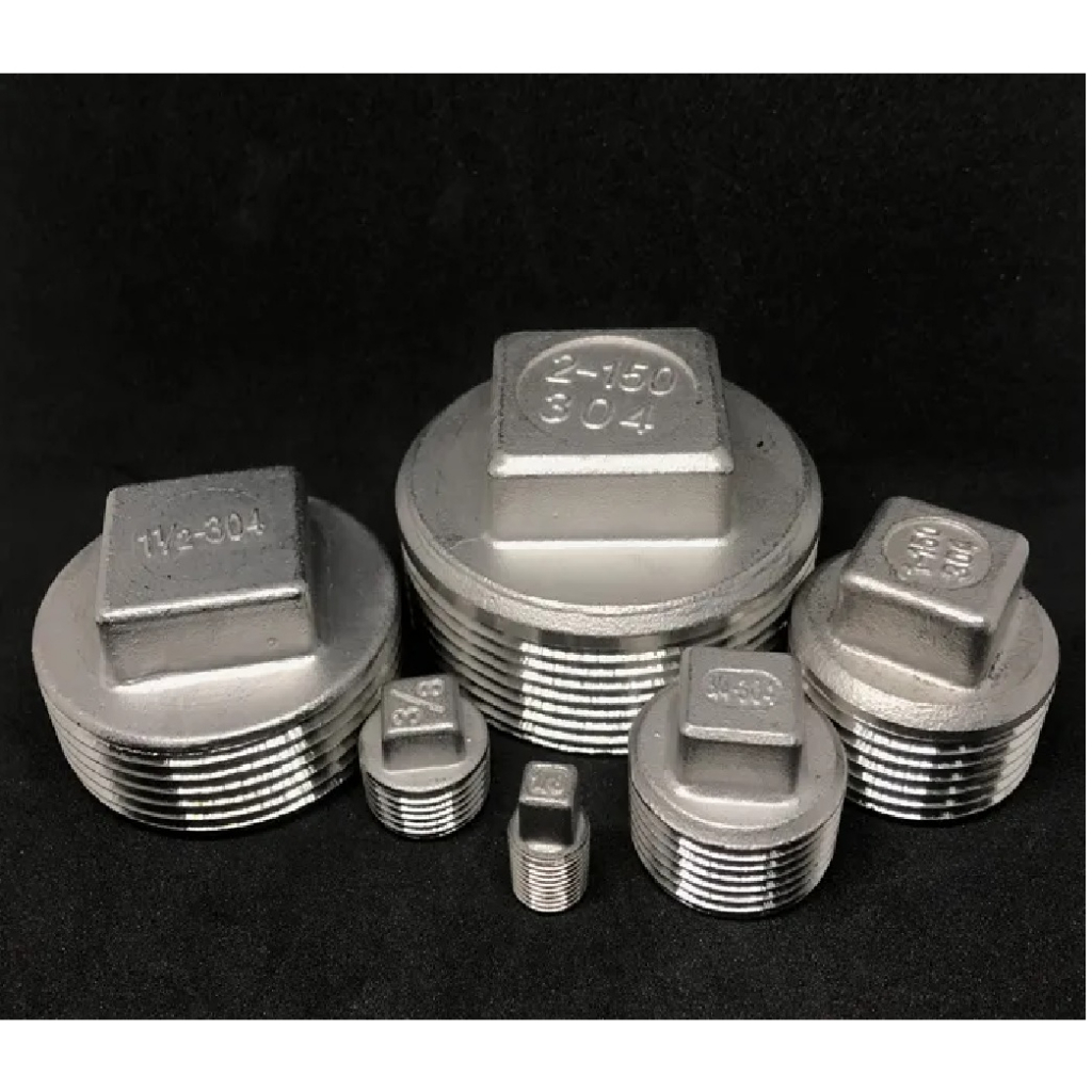 ปลั๊กอุดสแตนเลสเกลียวนอก ปลั๊กอุดสแตนเลส 304 ขนาด 1/4''-2'' (Squaer Plug)