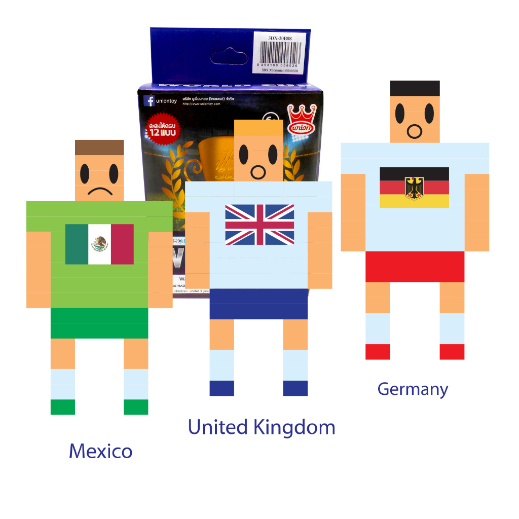 Microman : ตัวต่อ 3 มิติ เวิล์ดคัพ (เซ็ท 3 แบบ) ราคาพิเศษ 115 บาท LD-189A - 189D