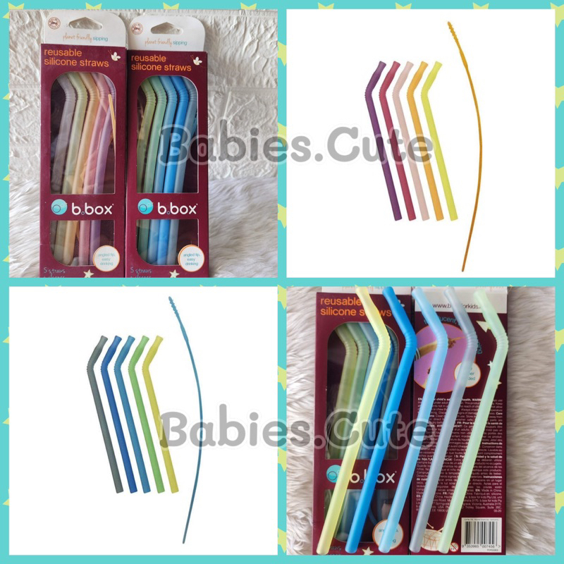 พร้อมส่ง หลอด bbox ของแท้ Bbox Reusable Silicone Straw Set (5 ชิ้น) หลอดซิลิโคน ใช้ซ้ำได้ B.box ของแ