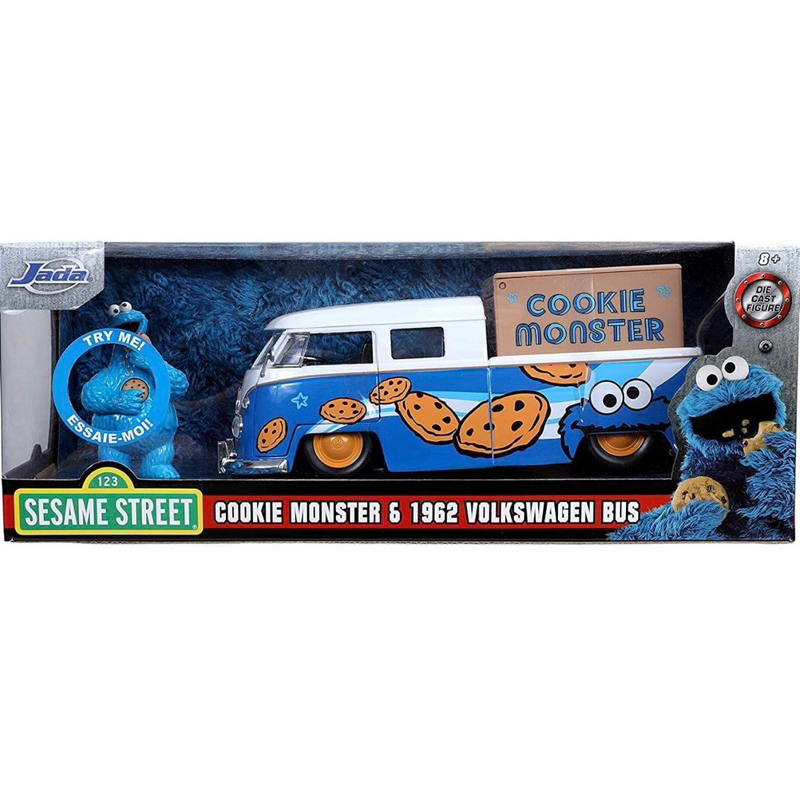 โมเดลรถเหล็ก 1/24 Cookie Monster &amp; 1962 Volkswagen Bus [JADA]