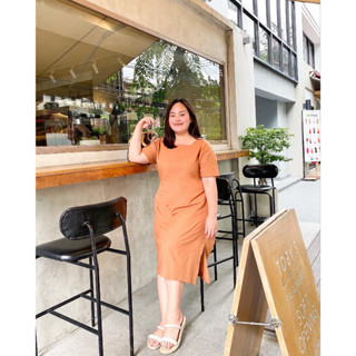 🧡❤️Milla dress เดรสเสกเอว คอเหลี่ยม สุภาพ น่ารัก แฟชั่นสาวอวบ เสื้อผ้า Plussize : by Plus.bkk