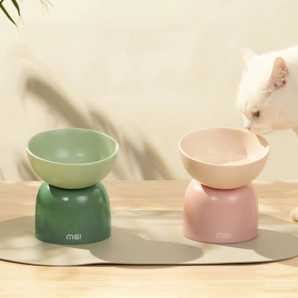 MAKE SURE 🐱🐱Cat Bowl ชามแมว ชามอาหารแมวเซรามิก ปกป้องกระดูกสันหลัง บรรเทาความเมื่อยล้าของหนวดแมว ป้องกันแบคทีเรียชั้นยอด