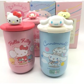 [พร้อมส่ง] แก้วเก็บความเย็น แก้วสแตนเลส แก้วเก็บอุณหภูมิ Sanrio คิตตี้ มายเม คุโรมิ ชินนาม่อนโรล  ขนาด 380มล.