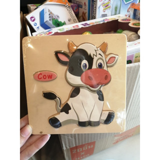 จิ๊กซอว์ไม้คำศัพท์ Cow ของเล่นเด็กเสริมพัฒนาการ