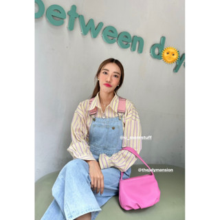 u_morestuff พร้อมส่ง Blossom overalls jeans 💖 เอี๊ยมยีนส์ สายสีชมพูพาสเทล ทรงน่ารัก เกาหลีสุดๆ