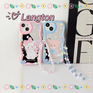 🌈Langton🌸สไตล์สร้อยข้อมือ การ์ตูน  iphone 11 14 pro max ความคิดสร้างสรรค์ หวานสวย พร้อมโซ่ case for iPhone 12 13