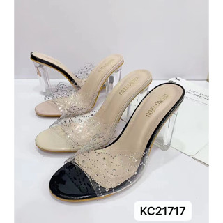 yeong yeou​ รองเท้าแตะแฟชั่นแบบสวมส้นแก้วสูง 4 นิ้ว รหัส​yyKC21717