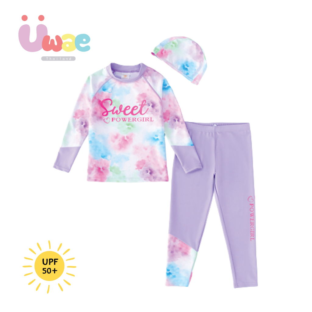 Uwae ชุดว่ายน้ำเด็ก ชุดว่ายน้ำเด็กหญิงกันยูวี Sweety Purple รุ่น UV329