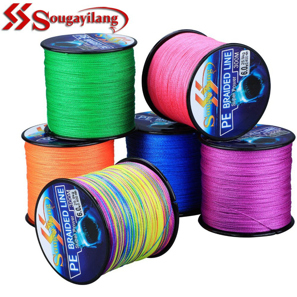 300 เมตร สี่เส้น ถัก PE สายหกสี สี่สาย PE ตกปลากลางแจ้ง อุปกรณ์ตกปลา เอ็นตกปลา สายพีอีตกปล