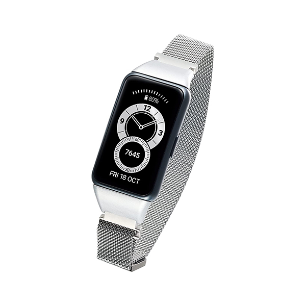 Elecom สายนาฬิกาข้อมือสเตนเลส สีเงิน แบบเปลี่ยน สําหรับ Huawei Band6 Sw-Hu221Bdssmsv