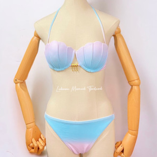 “พร้อมส่ง” บิกินี่เปลือกหอย สีพาสเทล ชุด bikini mermaid นางเงือก สุดพาสเทล