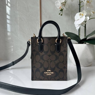 Coach CJ501 North South Mini Tote In Signature Canvas