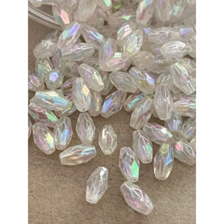 ลูกปัดมุกข้าวสารDIYสร้อยข้อมือสีขาวรุ้งขนาด4*8มิล สีสวยเงา(40กรัม)