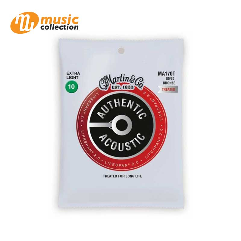 สายกีตาร์โปร่ง MARTIN MA-170T TREATED 80/20 BRONZE  (Extra Light, 10-47)