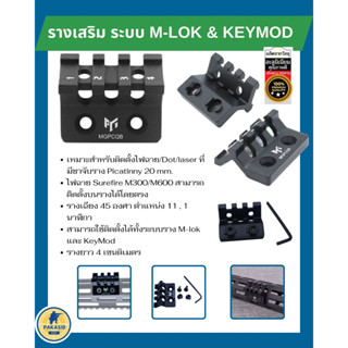 รางเสริม ระบบ M-lok และ ระบบ KeyMod ใช้สำหรับติดตั้งไฟฉาย /Dot/laser ที่มีขาจับราง Picatinny 20 มิล.