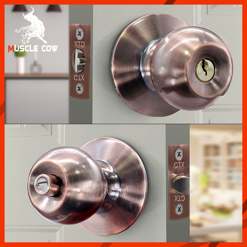 MUSCLE COW ลูกบิดลูกบินประตูมี6แบบ ลูกบิดประตูสแตนเลสห้องนอนมีกุญแจ ลูกบิดประตูสแตนเลสห้องน้ำไม่มีกุญแจ ไส้ทองเหลือง - รูปที่ 7