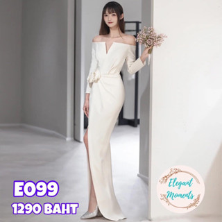 ชุดเจ้าสาว ชุดพรีเวดดิ้งสีขาว ชุดเจ้าสาวปาดไหล่ ชุดเจ้าสาวมินิมอล อก 36-37 เอว 30-31 สะโพก 39-40